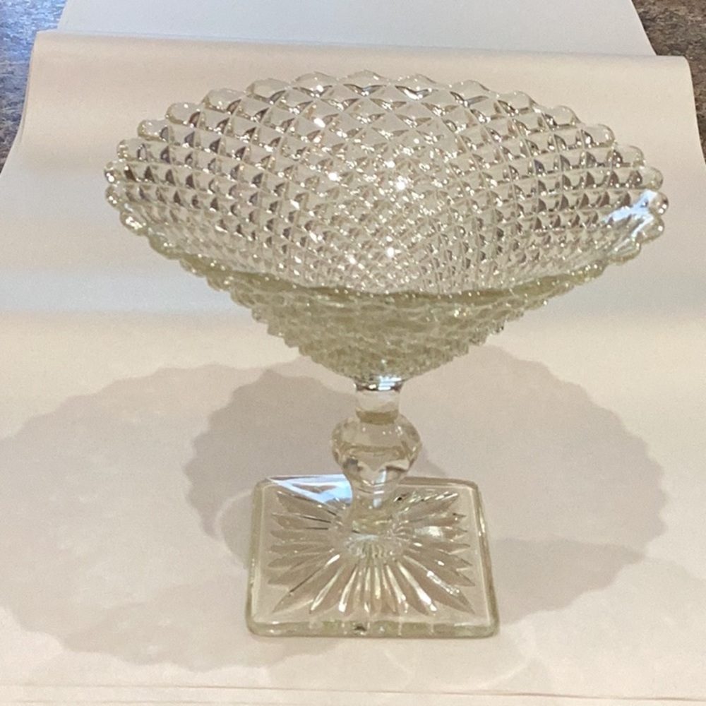 Indiana Glass Clear Diamond Point Compote